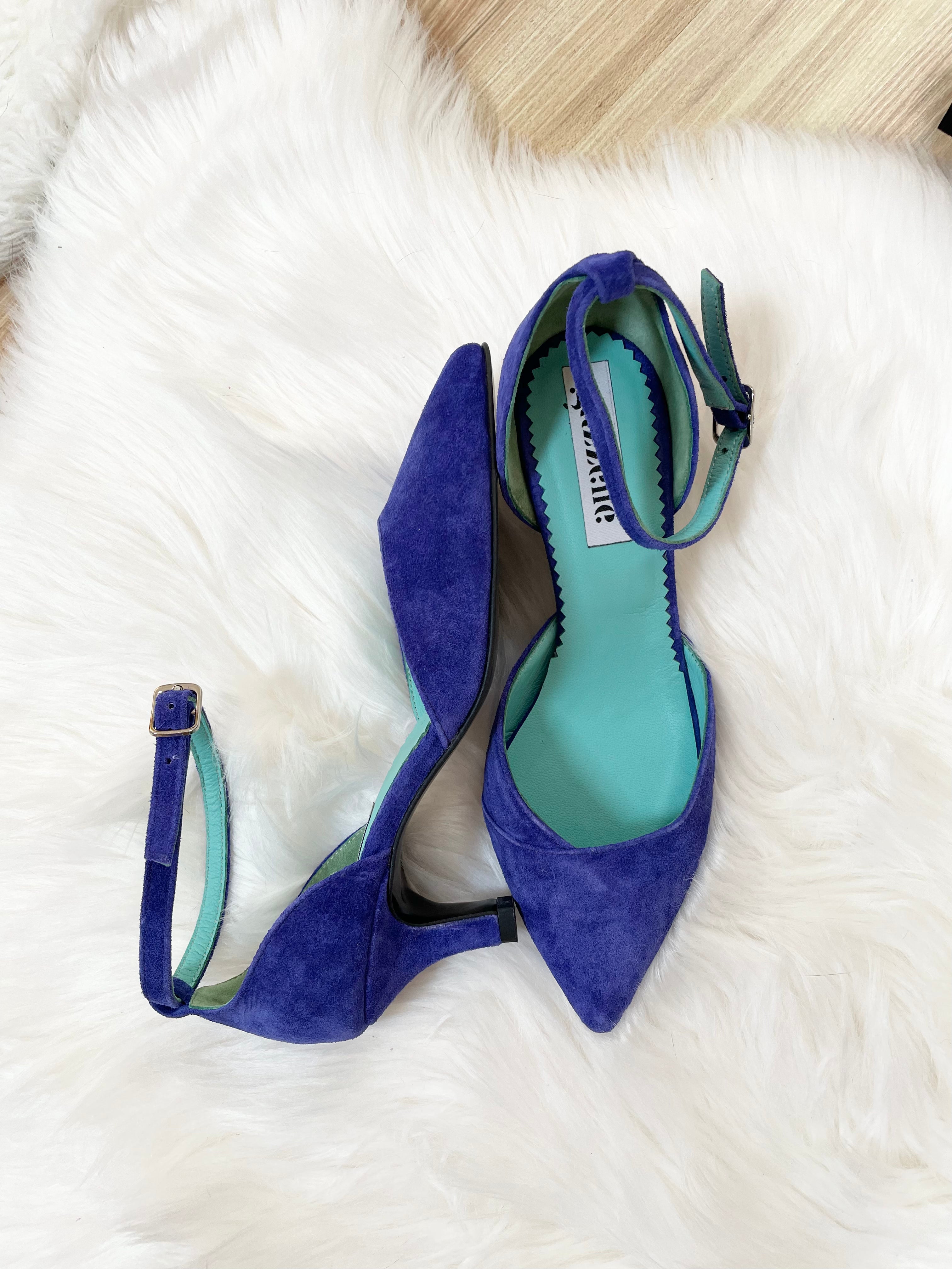 Pantofi, albastru royal, toc de 5 cm, marimea 35
