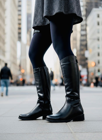 Cizme dama din piele naturala neagra Flow