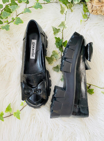 Pantofi casual, negru lac, marimea 38