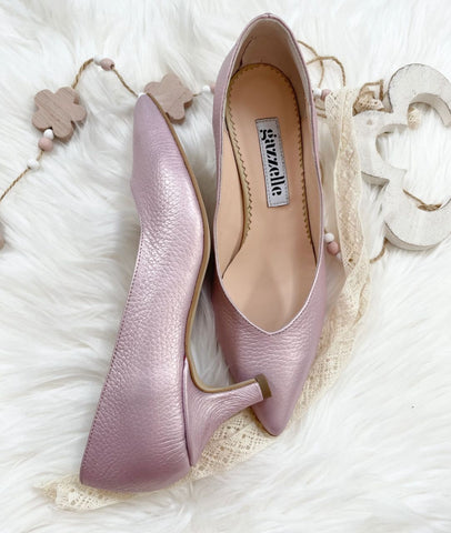 Pantofi, roz sidefat, toc de 5 cm, mărimea 37