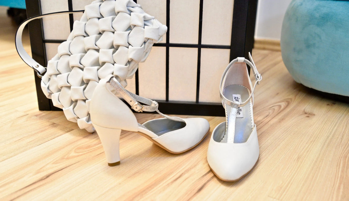 Pantofi, alb, toc de 9 cm, marimea 38